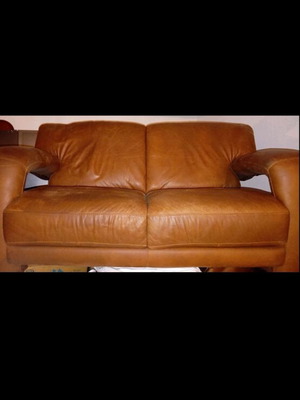 Leather sofa three-seater used, good condition