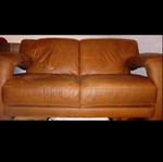 Leather sofa three-seater used, good condition