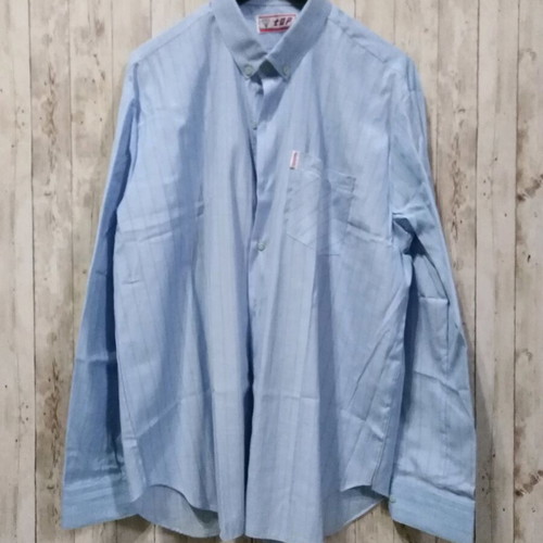 Men's striped shirt like new, blue with yellow stripes