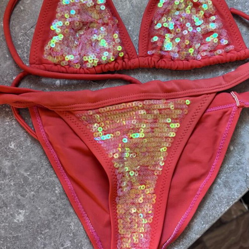 Killah women's swimsuit orange with sequins like new