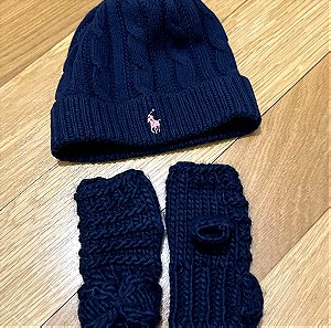 Ralph Lauren hat & matching fingerless gloves from Guess / one size best fit 7-10