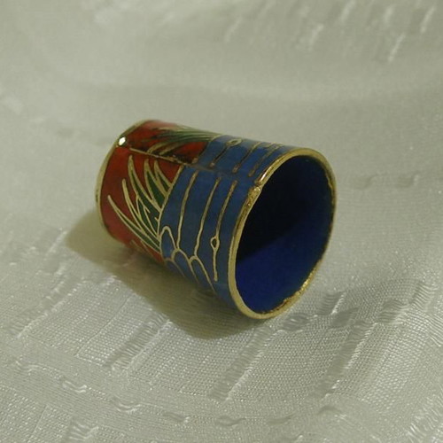 Collectible brass thimbles 2 with multicolor enamel new