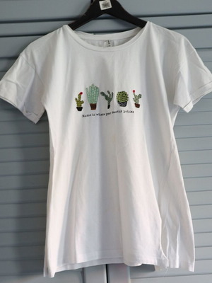 White Stradivarius blouse with cacti used, size S