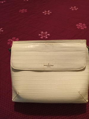 Pauls Boutique shoulder bag used, white with blue stripe