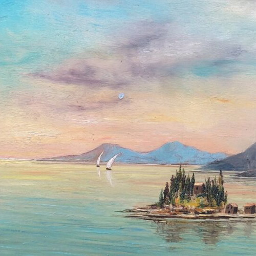 Painting Pontikonisi used, unsigned oil painting