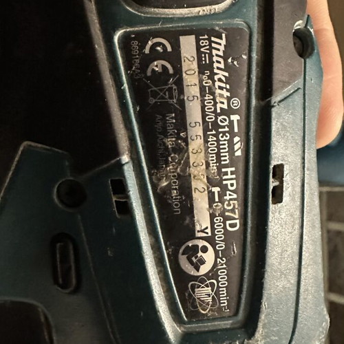 Makita Cordless Hammer Drill 18V used with 2x 1.5Ah Batteries