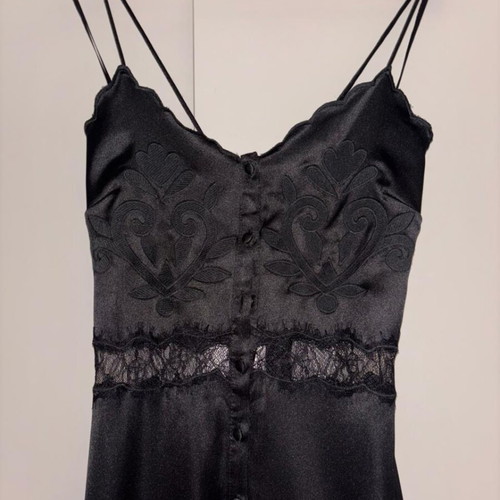 Zara satin midi lingerie dress new with tags, black, size M