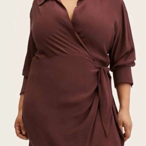Mango short wrap dress like new, brown viscose, size S
