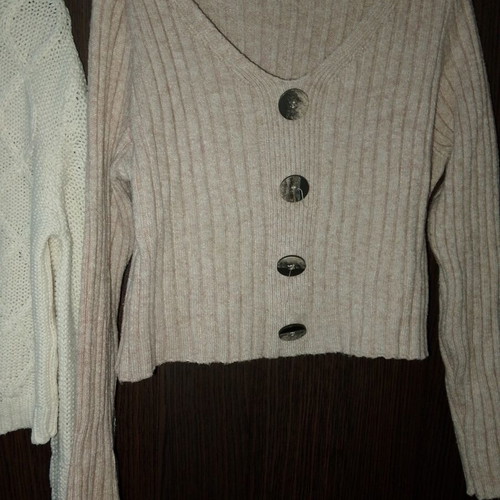 Knitted sweaters used, set of two, white and pink, size S
