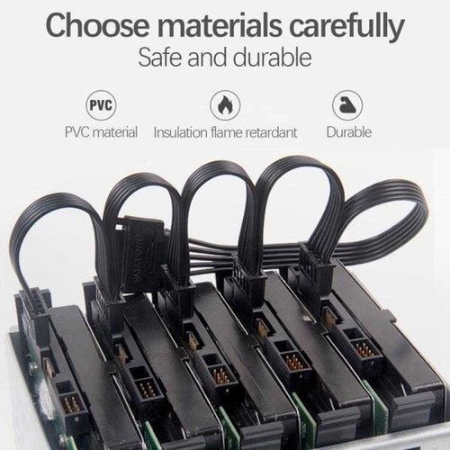 SATA power cable splitter new, 1 to 5 SATA connectors