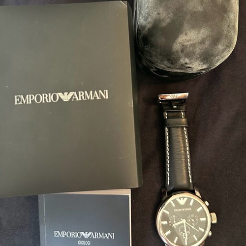 Emporio Armani men's watch used, chronograph with box and papers