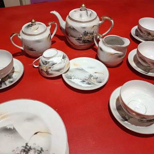 Kutani Geisha vintage Japanese tea set 21 pieces refurbished