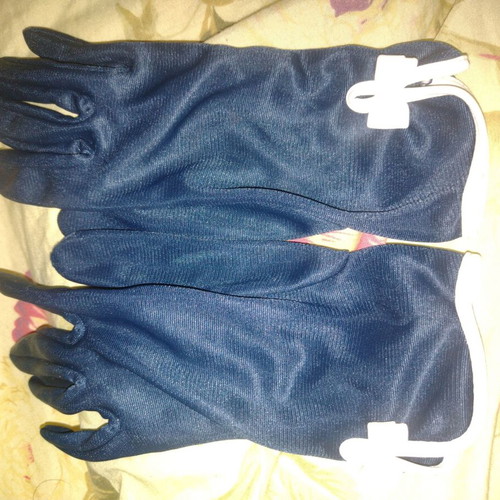 Marlen Lux gloves new, women's, dark blue with white