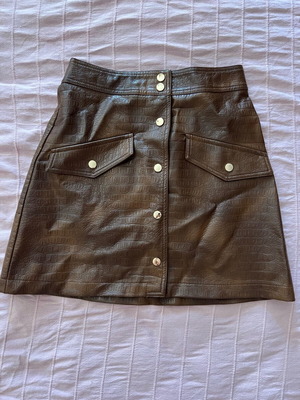 Zara eco leather skirt used, brown mini with buttons
