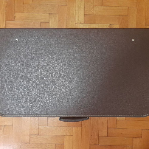 Vintage leather suitcase 1960s, brown