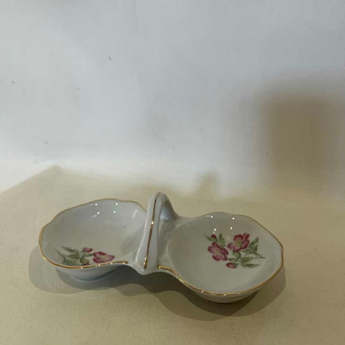 Porcelain salt cellar vintage with floral designs Titov Veles used