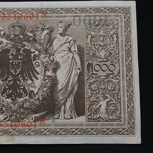1000 Mark 1910 banknotes used, set of 2 from Germany