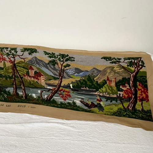 Handmade embroidered landscape painting like new