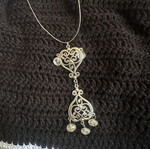 Handmade Boho Jewelry Set with Filigree Heart Necklace and Earrings