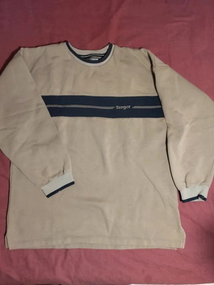 Target long-sleeve sweatshirt used, beige with blue stripe, size L