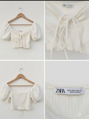 Zara crop top white, like new, size M