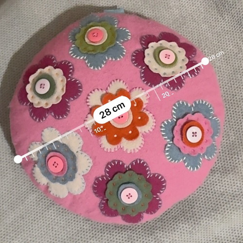John Lewis decorative pillow used with sewn felt flowers