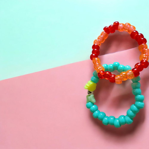 Handmade bracelets with large plastic beads, new