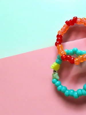 Handmade bracelets with large plastic beads, new