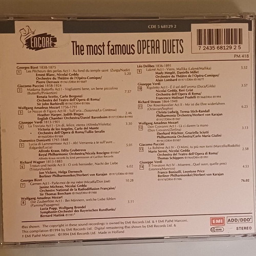 The Most Famous Opera Duets CD like new, classical