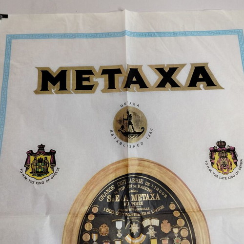Metaxa promotional paper used, 1950s-60s era