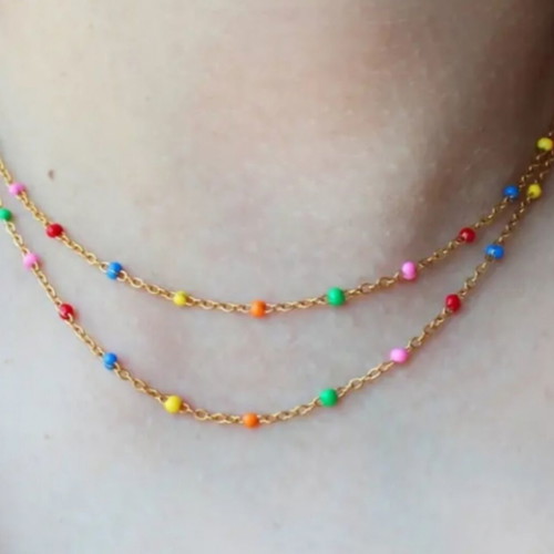 Boho style colorful handmade bead necklace new