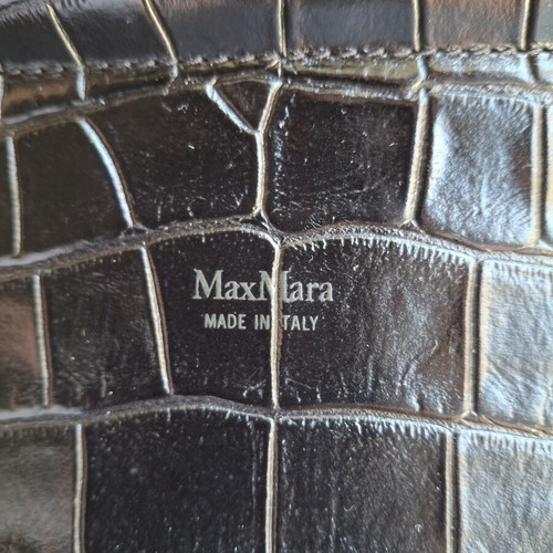 Max Mara Anita Embossed Leather Shoulder Bag like new, black