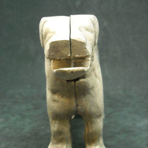 Antique brass table nutcracker in dog shape used