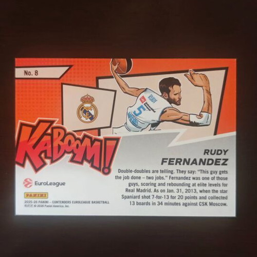 Rudy Fernandez 2025-26 Contenders Euroleague Horizontal Kaboom! card new, authentic