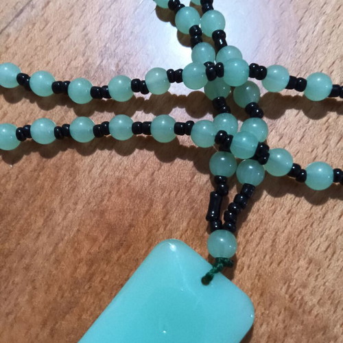 Necklace with black stones and aventurine stones handmade