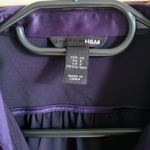 Purple satin shirt H&M with short balloon sleeves like new, size M