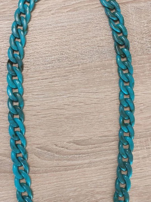 Bone chain 75cm new, white and turquoise