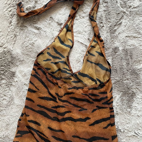 SunsetGo! dress medium with open back and tie neck, like new