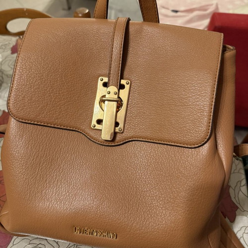 Love Moschino backpack like new, brown with metal details