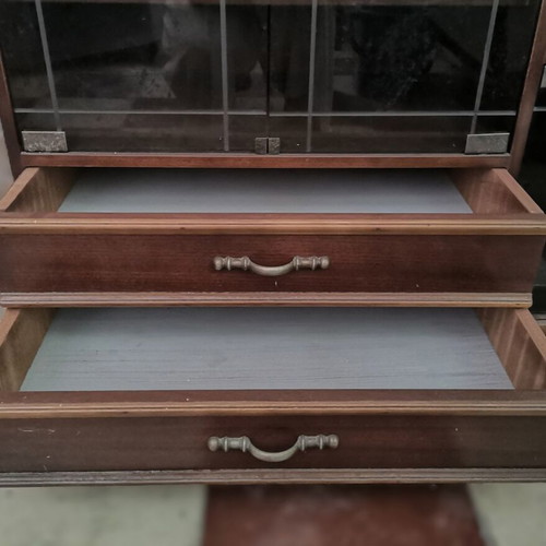 TV cabinet-vitrine 1970s used, solid wood with rotating base