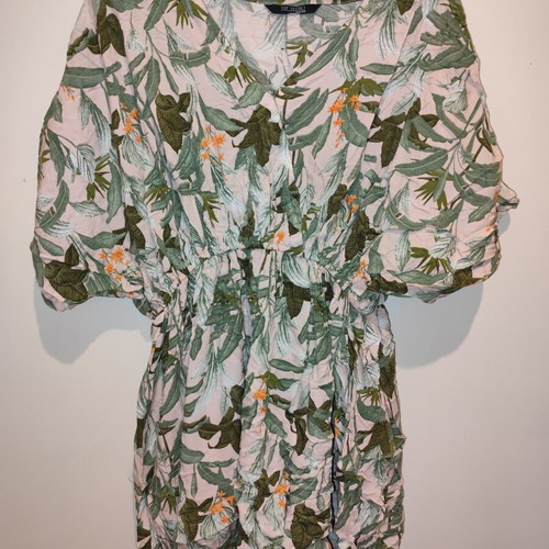 Printed dress size XXL used, light powder pink fabric