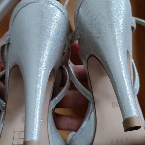 Anastazi Bournazos leather silver sandals with rhinestones size 36