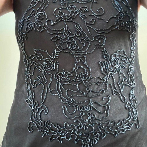 Double embroidered blouse with beads like new, gray, size S