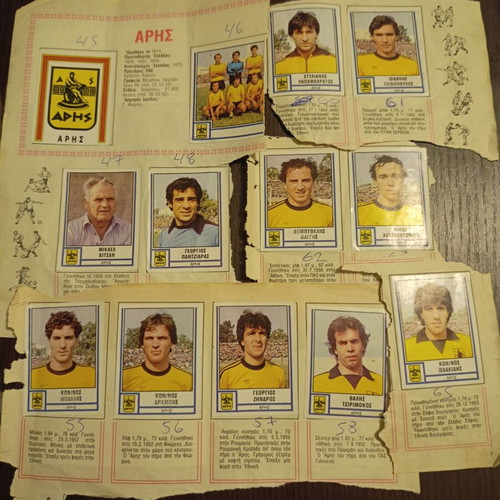 Aris Thessaloniki Football Stickers used, Panini 81 album