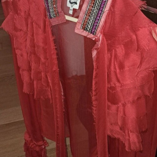 Manolo shirt red boho with ethnic embroidery like new