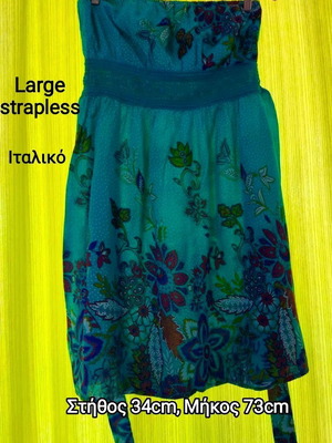 Large Italian strapless women's dress used, viscose fabric