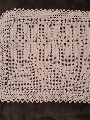 White Crochet Table Runner like new