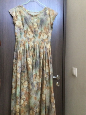 Midi dress like new, beige and gold colors