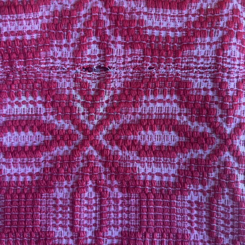 Wool woven blanket used, red with traditional pattern