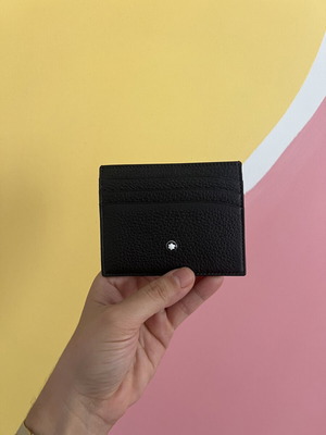 Montblanc leather card holder dark brown new with box